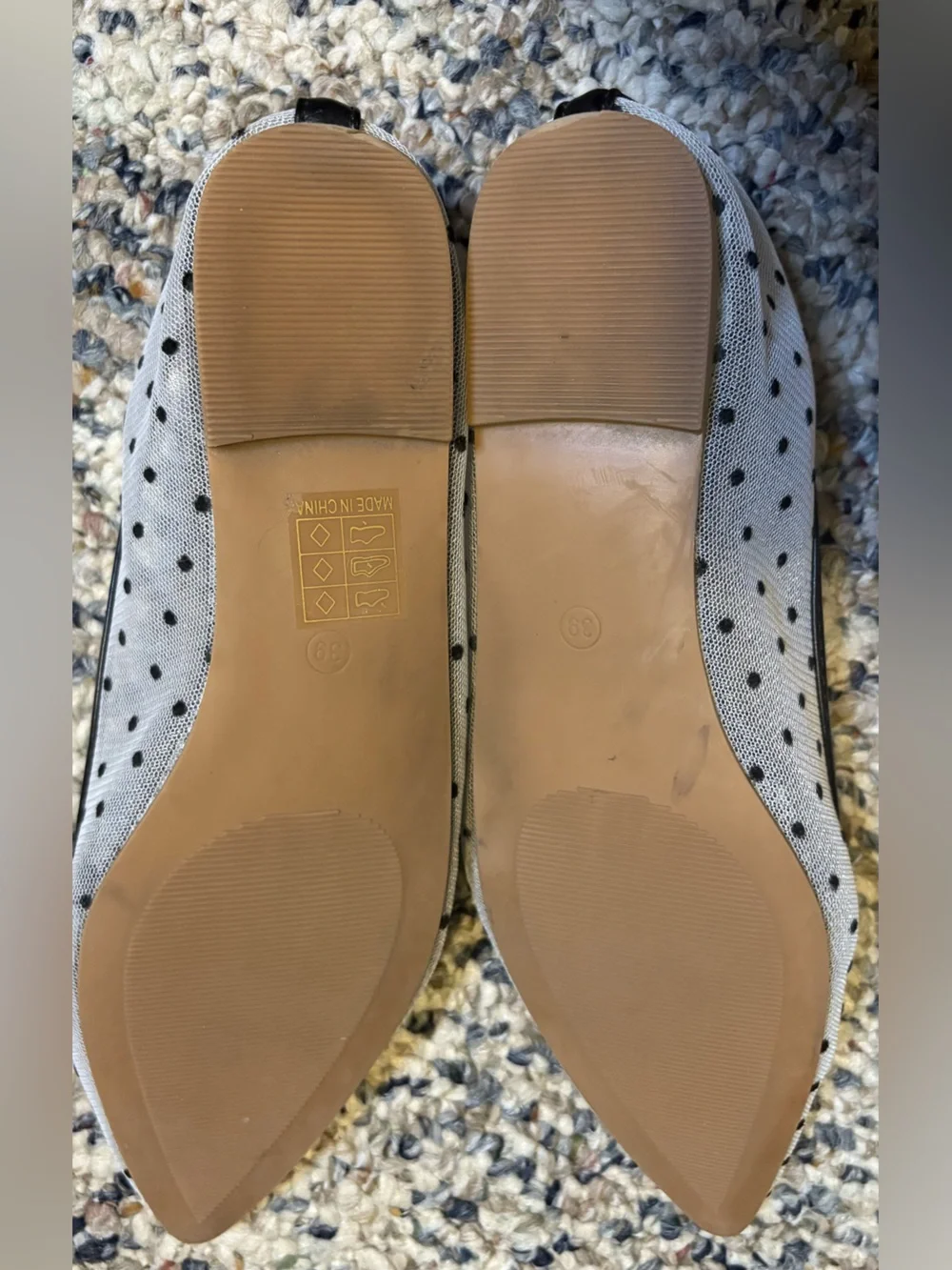 Cider Sheer Mesh Polka Dot Pointed Toe Ballet Flats Size 39